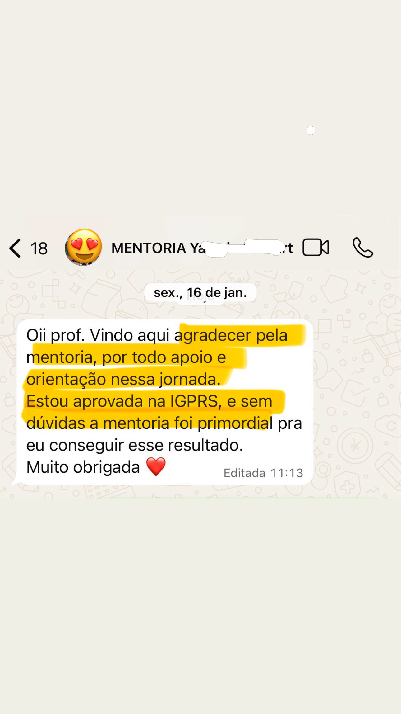 Depoimento de aluno aprovado