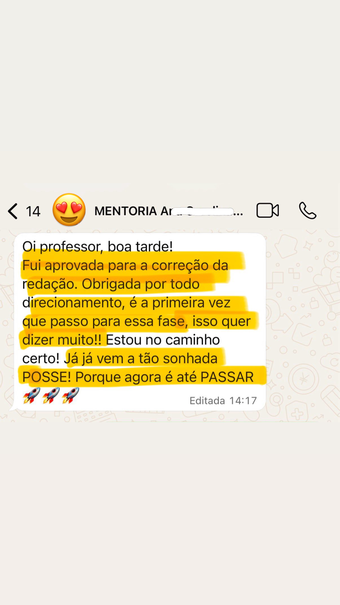 Depoimento de aluno aprovado