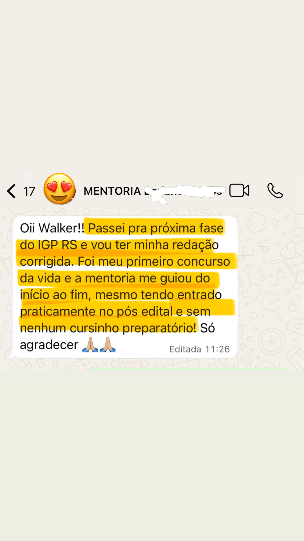 Depoimento de aluno aprovado