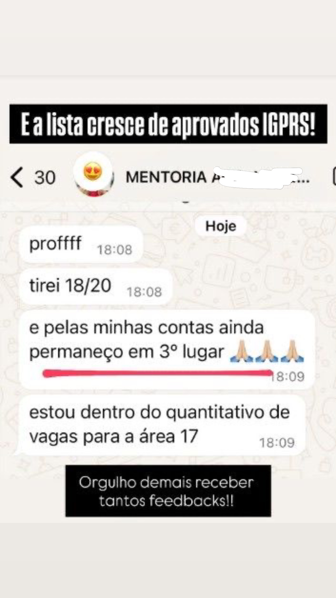 Depoimento de aluno aprovado